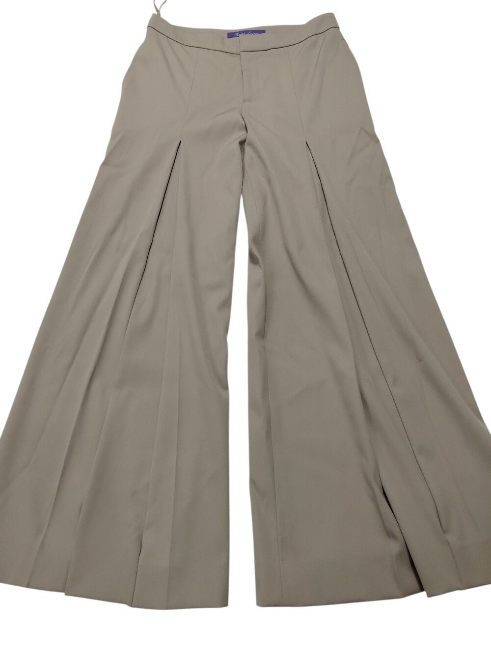 Ralph Lauren Purple Label Size 2 Collection Tan Wool Wide Leg Pants Pleated